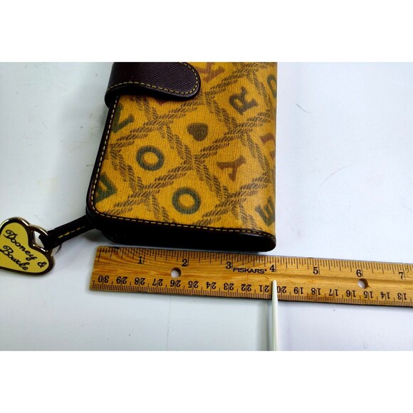 Dooney & Bourke Logo Letters Brown Print Wallet Checkbook Cards Coins 7.5"x4" - Picture 10 of 10